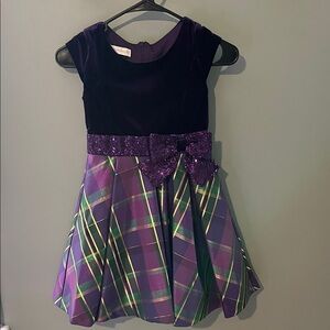 Bonnie Jean Purple Plaid Formal Dress